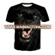 Black panther roaring 3D digital printing t shirt xxxxl plus size fat men women street tshirt