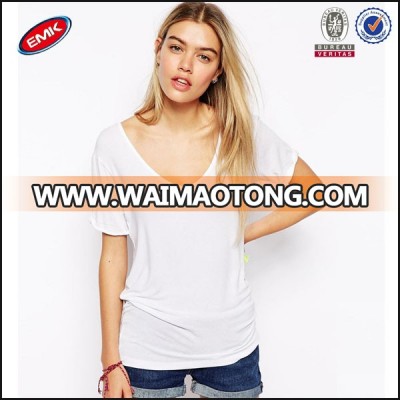 wholesale cheap scroop v neck white t shirt for women