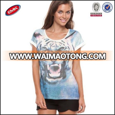 women custom design full print t shirt with tiger printed