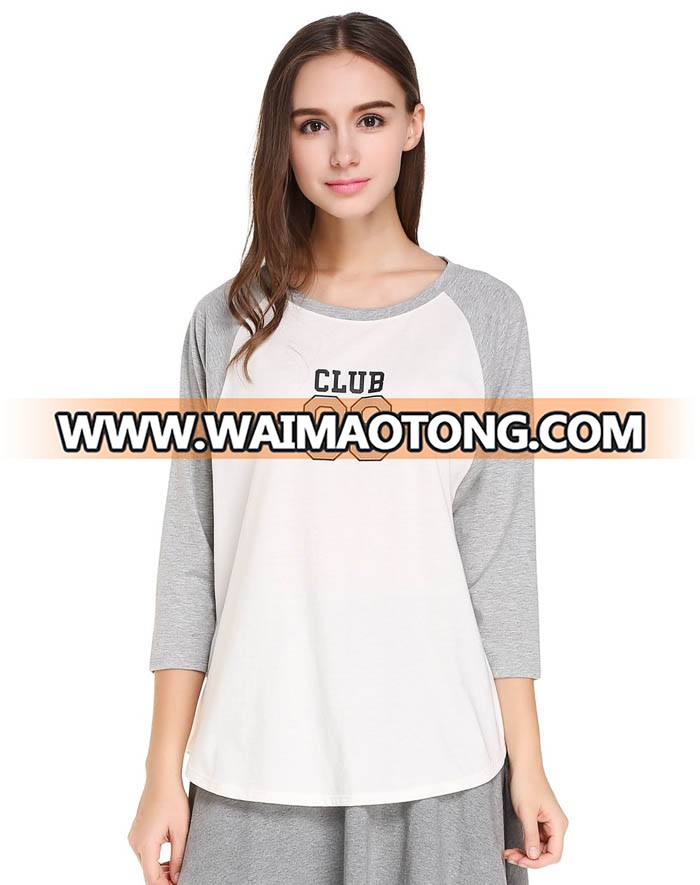 Casual raglan sleeve simple printed women t shirt